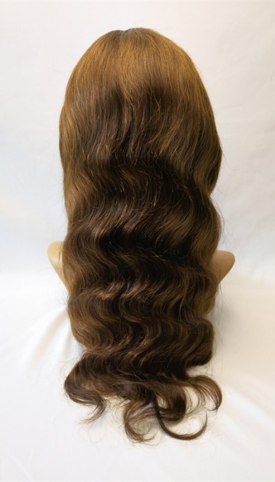 18inch medium brown color body wave Remy human hair full lace wig from shinewig