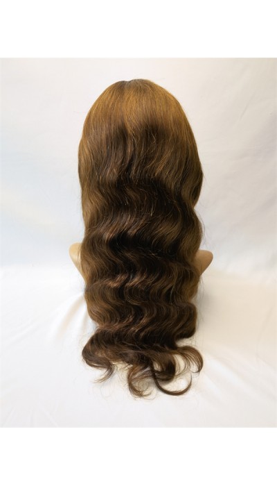 18inch medium brown color body wave Remy human hair full lace wig from shinewig