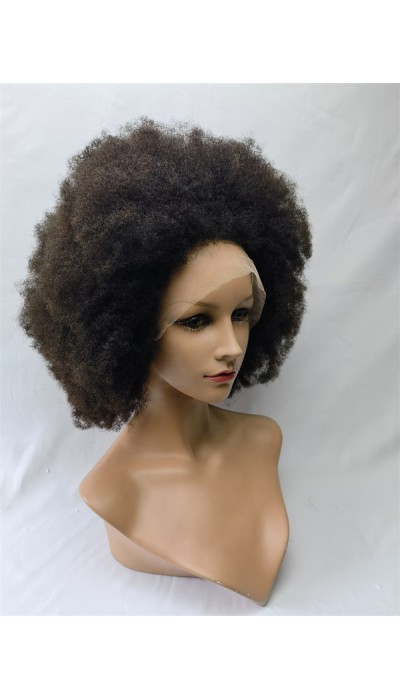 18inch natural color kinky afro Remy human hair full lace wig from shinewig