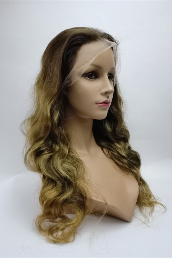 22inch piano balayage OMBRE color body wave Chinese remy hair full lace wig shinewig