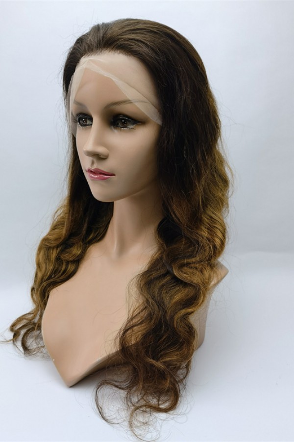 22inch piano balayage OMBRE color body wave Chinese remy hair full lace wig shinewig