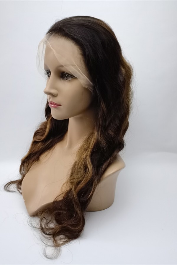 22inch piano balayage OMBRE HIGHLIGHTS color body wave Chinese remy hair full lace wig shinewig