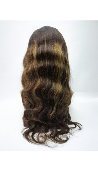 22inch piano balayage OMBRE HIGHLIGHTS color body wave Chinese remy hair full lace wig shinewig