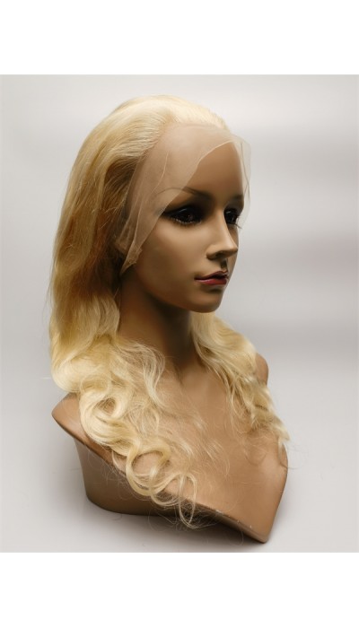 18inch blonde color 613 body wave remy human hair natural full lace wig from shinewig