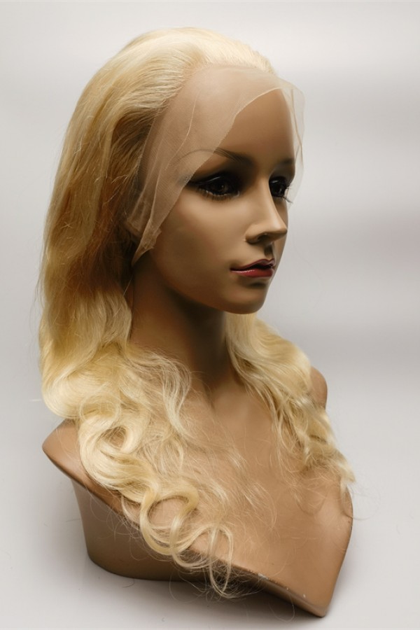 18inch blonde color 613 body wave remy human hair natural full lace wig from shinewig