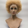 10 inch blonde kinky afro Chinese remy human hair full lace wig from shinewig