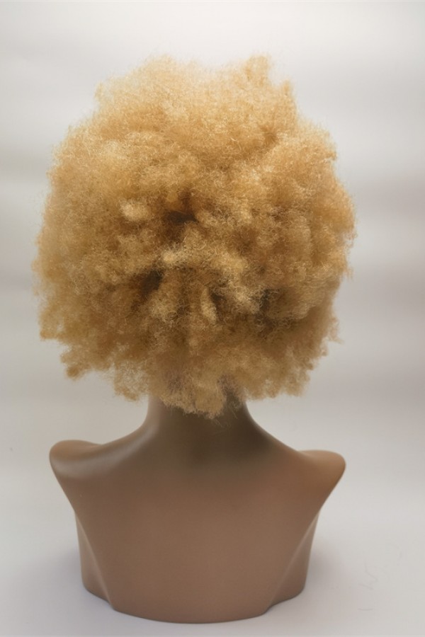 10 inch blonde kinky afro Chinese remy human hair full lace wig from shinewig