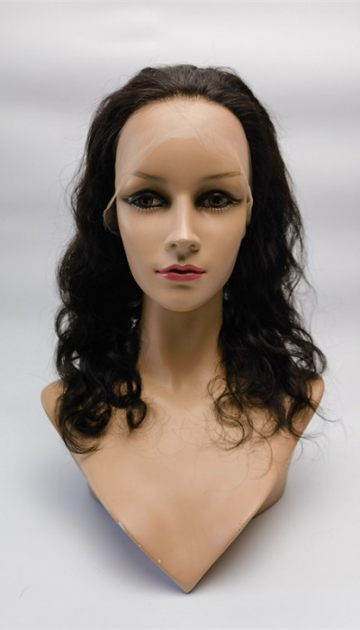 10 inch natural color 1B body wave Chinese remy human hair full lace wig