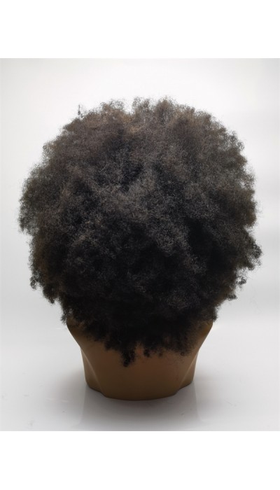 18inch natural color kinky afro Chinese Remy human hair full lace wig from shinewig