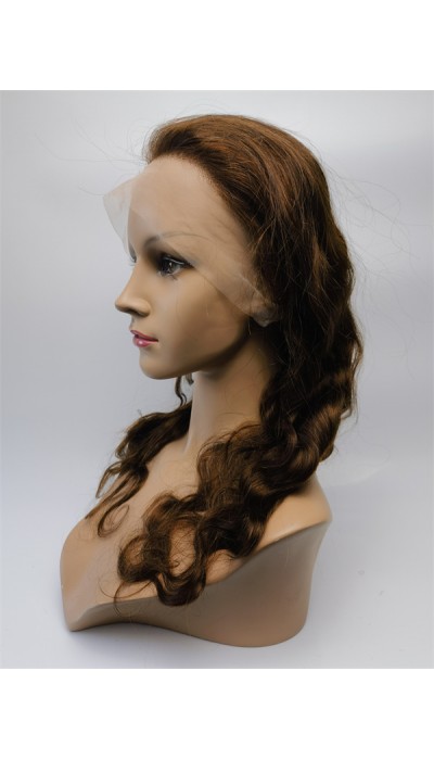 16inch  brown color body wave Chinese remy human hair natural full lace wig from shinewig