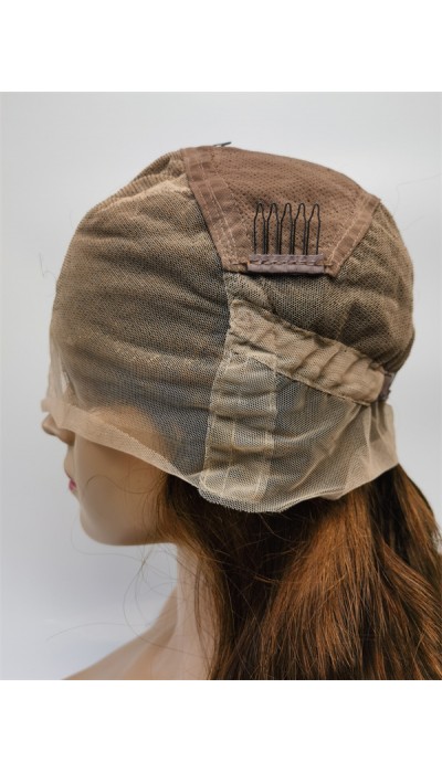 16inch  brown color body wave Chinese remy human hair natural full lace wig from shinewig