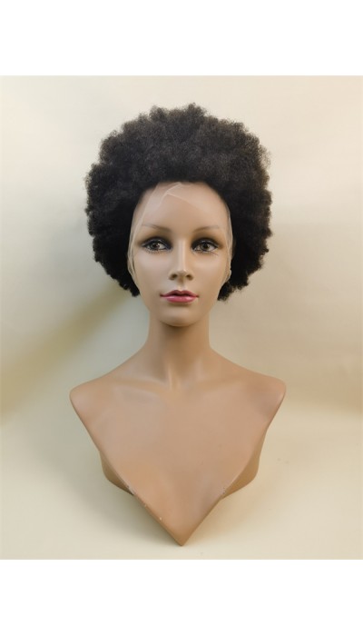 10 inch natural color  kinky afro Remy human hair full lace wig