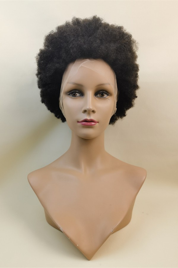 10 inch natural color  kinky afro Remy human hair full lace wig