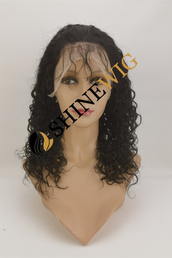 14inch natural color water wave full lace wig from shinewig