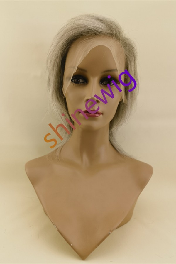 Silver gray white color full lace wig from shinewig