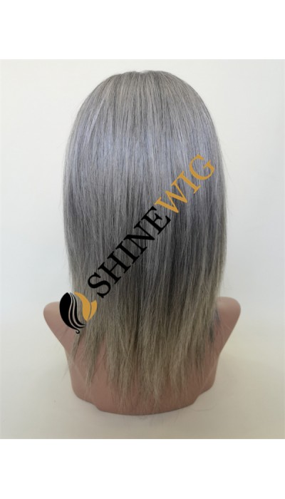 8inch Silver dark gray white color full lace wig from shinewig