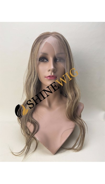 20inch brown and blonde balayage color high quality celebrity luxury full lace wig from shinewig