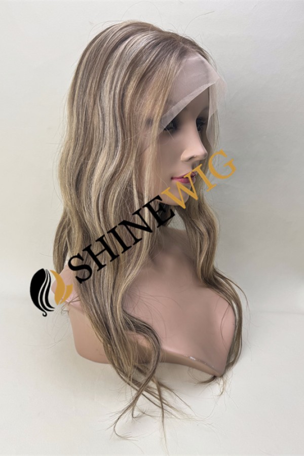 20inch brown and blonde balayage color high quality celebrity luxury full lace wig from shinewig