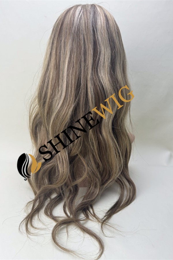 20inch brown and blonde balayage color high quality celebrity luxury full lace wig from shinewig