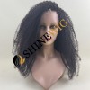 22inch remy human hair natural black color kinky curly HD full lace wig from shinewig