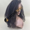 22inch remy human hair natural black color kinky curly HD full lace wig from shinewig