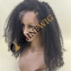 22inch remy human hair natural black color kinky curly HD full lace wig from shinewig