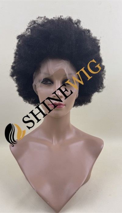 12 inch natural black kinky afro  Chinese remy human hair FULL LACE WIG from shinewig