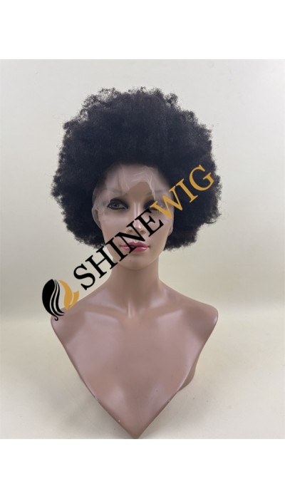 12 inch natural black kinky afro  Chinese remy human hair FULL LACE WIG from shinewig