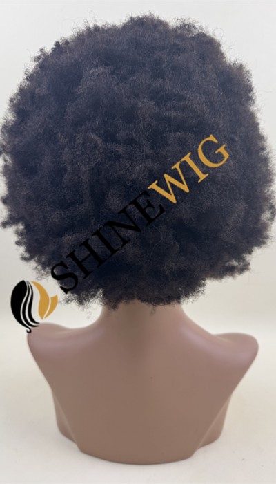 12 inch natural black kinky afro  Chinese remy human hair FULL LACE WIG from shinewig