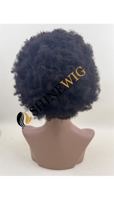 12 inch natural black kinky afro  Chinese remy human hair FULL LACE WIG from shinewig
