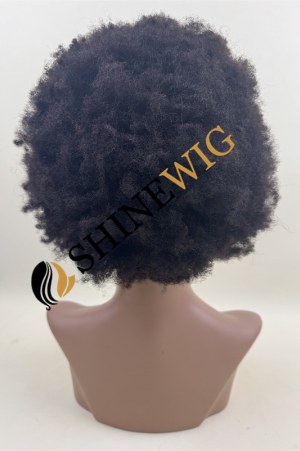 12 inch natural black kinky afro  Chinese remy human hair FULL LACE WIG from shinewig