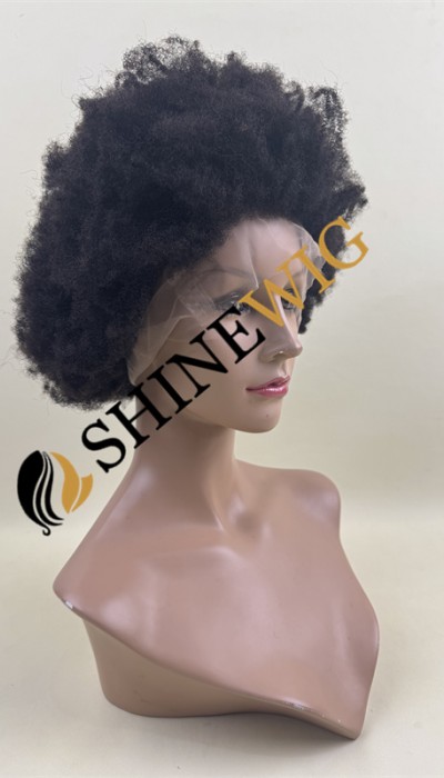 12 inch natural black kinky afro  Chinese remy human hair FULL LACE WIG from shinewig