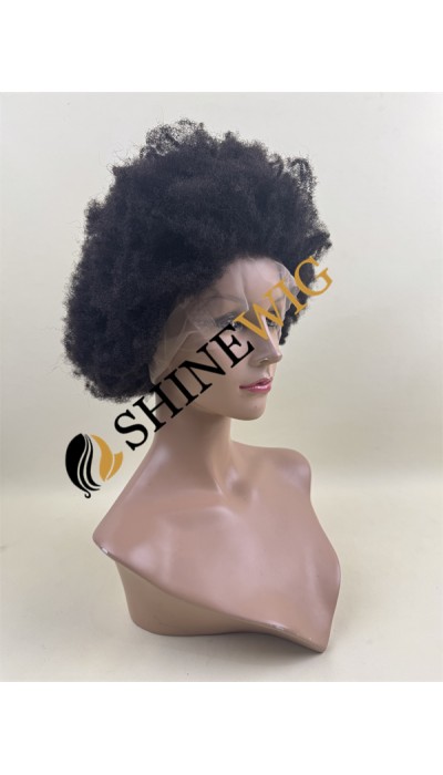 12 inch natural black kinky afro  Chinese remy human hair FULL LACE WIG from shinewig