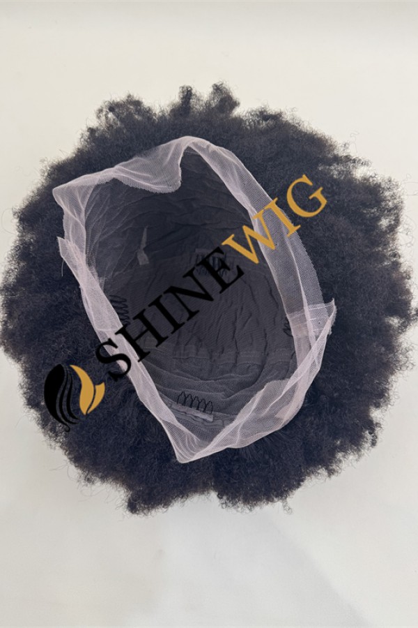 12 inch natural black kinky afro  Chinese remy human hair FULL LACE WIG from shinewig