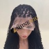 24inch natural black color braided curly human hair full lace wig from shinewig