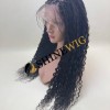 24inch natural black color braided curly human hair full lace wig from shinewig