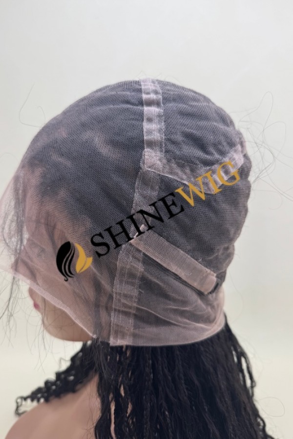 24inch natural black color braided curly human hair full lace wig from shinewig