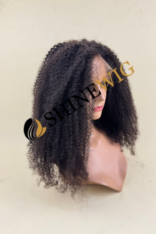22inch HIGH DENSITY remy human hair natural black color kinky curly HD full lace wig from shinewig
