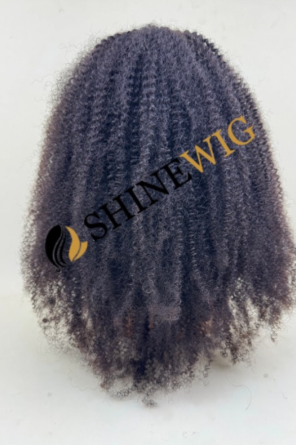 22inch HIGH DENSITY remy human hair natural black color kinky curly HD full lace wig from shinewig
