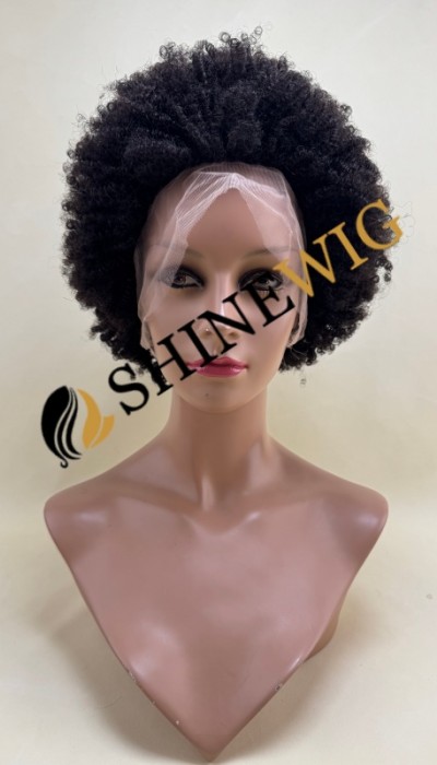 12 inch natural color 1B afro curly  remy human hair full lace wig