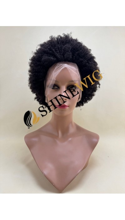 12 inch natural color 1B afro curly  remy human hair full lace wig