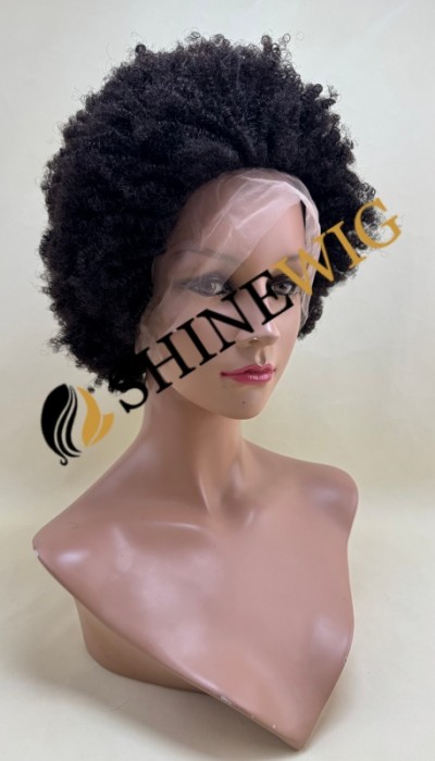 12 inch natural color 1B afro curly  remy human hair full lace wig