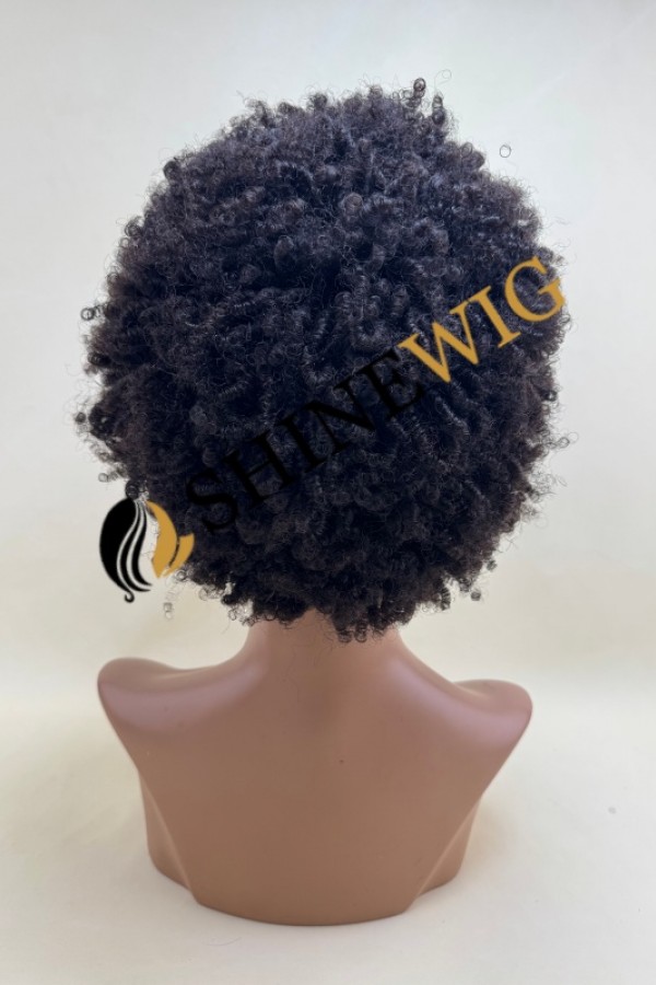 12 inch natural color 1B afro curly  remy human hair full lace wig