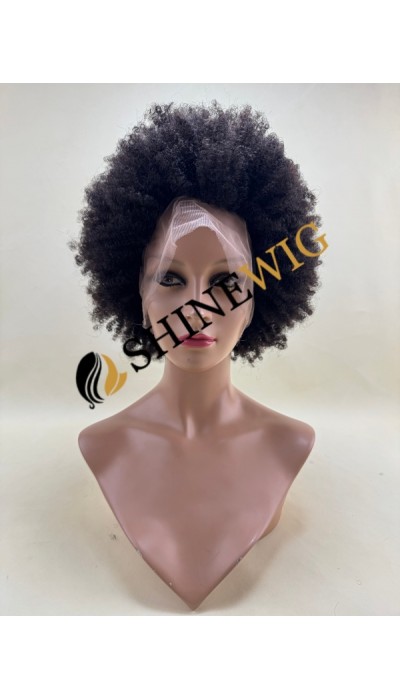 12 inch natural color 1B KINKY afro curly  remy human hair full lace wig
