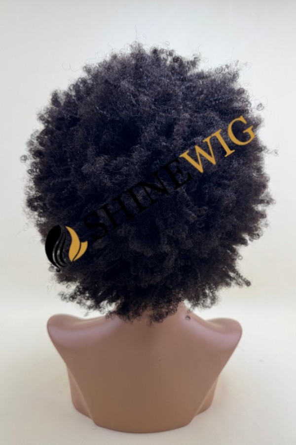 12 inch natural color 1B KINKY afro curly  remy human hair full lace wig