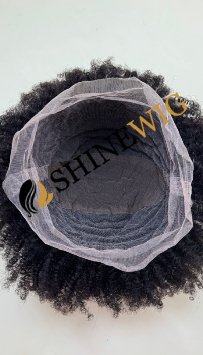 12 inch natural color 1B KINKY afro curly  remy human hair full lace wig