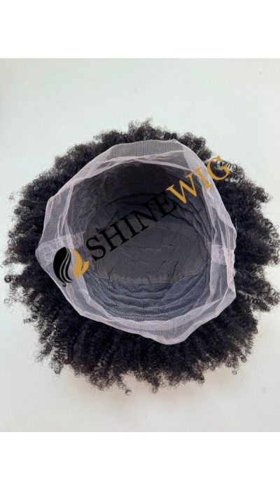 12 inch natural color 1B KINKY afro curly  remy human hair full lace wig