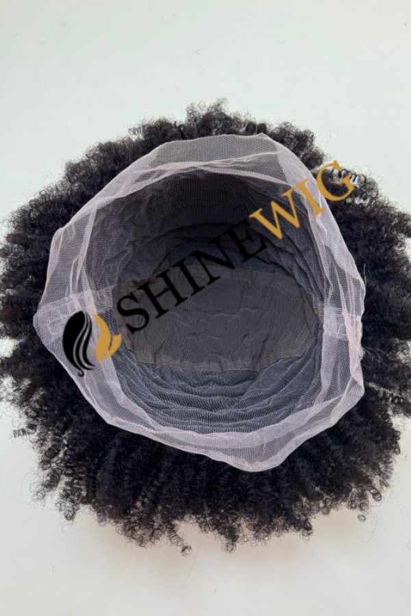 12 inch natural color 1B KINKY afro curly  remy human hair full lace wig