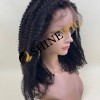 22inch remy human hair natural black color kinky curly full lace wig from shinewig