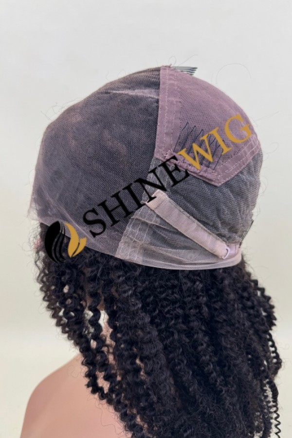 22inch remy human hair natural black color kinky curly full lace wig from shinewig